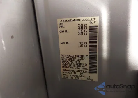 2016 Nissan Maxima 3.5 Platinum z USA, uszkodzony, nr VIN 1N4AA6AP5GC407326